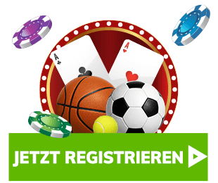 Basketball Fussball und Tennisball mit Spielkarten und Jetons